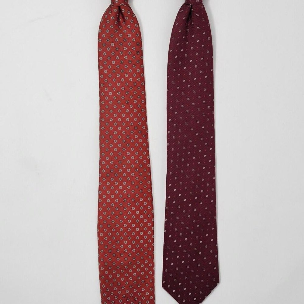 Lot of (2) Geometric Clip On Neck Ties 17.5" & 19" Chadwick & Esquire - Vintage